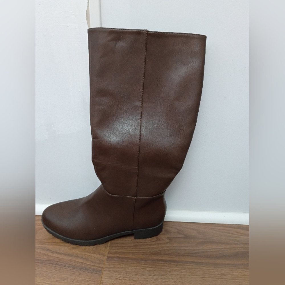 Brown Leather Knee-High Boots